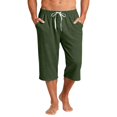 thumbnail image 4 of Migroa Mens Solid Capri Pants Elastic Waist Stretch Casual Trousers Summer Outdoor Beach Bottoms Blackish Green L, 4 of 8