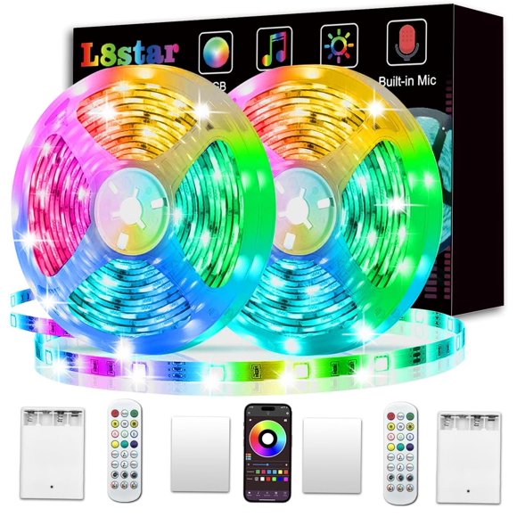 Tira de luces LED L8star de 4 m, funciona con pilas y control remoto