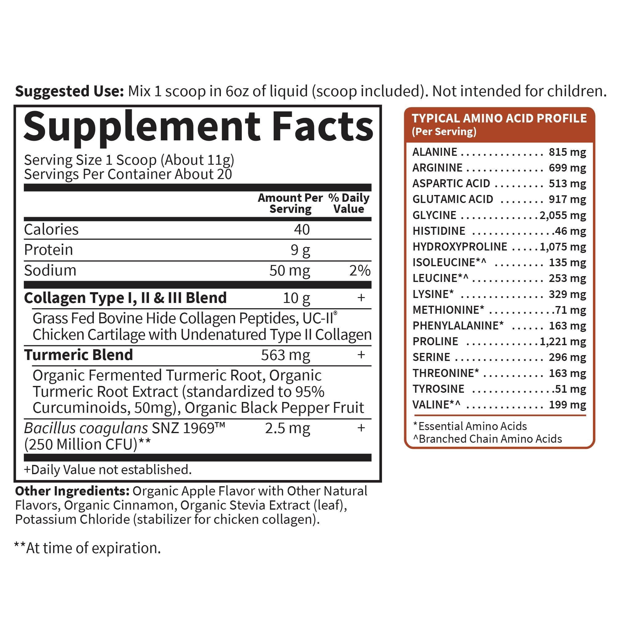 Garden of Life Multi-Sourced Collagen Turmeric, Apple Cinnamon, 20 Servings