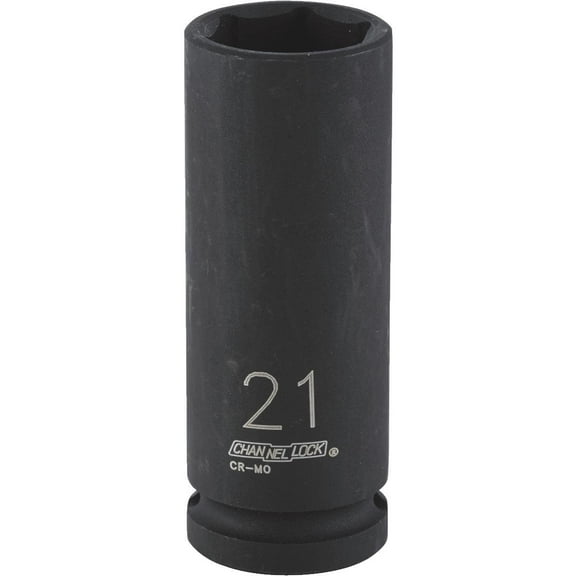 Channellock 1/2" Drive 21 mm 6-Point Deep Metric Impact Socket