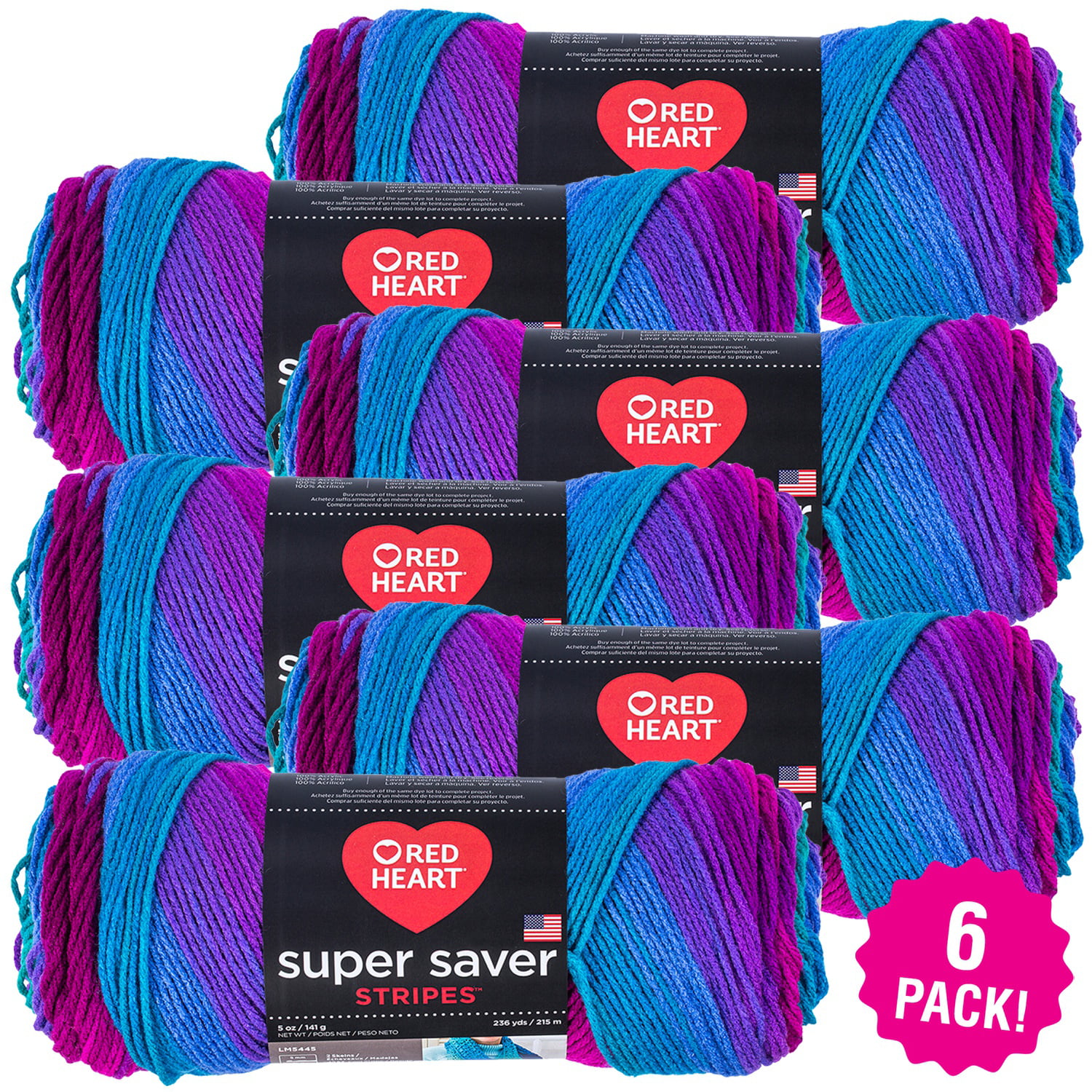 Red Heart Super Saver Yarn - Polo Stripe, Multipack of 6 - Walmart.com