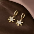 thumbnail image 4 of Solid 925 Sterling Silver Sparkling CZ Snowflake Hoop Earrings for Women Teens Snowflake Hoop Earrings Huggie Earrings Drop Christmas Gifts, 4 of 13