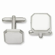 Kelly Waters Rhodium-plated Square Beaded Engravable Cuff Links QKW609