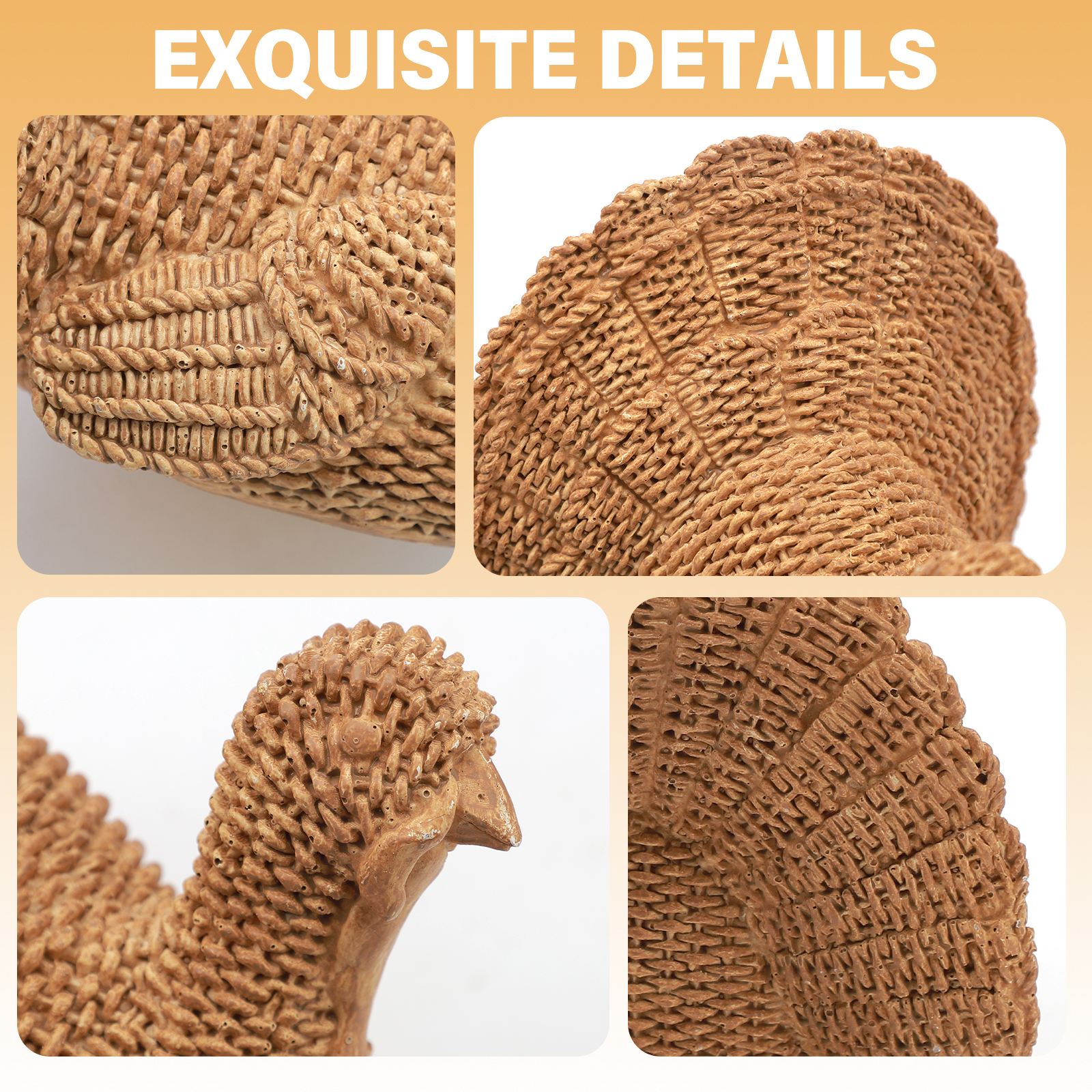 Ayieyill Rustic Turkey Figurine Thanksgiving Decoration photo 6