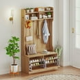 thumbnail image 7 of Kadyn 4-In-1 Coat Rack Stand with Coat Rack and Flip Drawers, Hall Trees for Entryway Mudroom, Bedroom, Living Room, Natural, 7 of 7