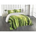 thumbnail image 2 of Ambesonne Jungle Quilted Coverlet 3 Pcs, Sun Beams in Wild Jungle Art, King Size, Lime Green Yellow, 2 of 4