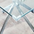 thumbnail image 6 of 36" Square Glass Dining Table for 2 to 4, Clear Tempered Glass Top & Stainless Steel Metal Legs, Modern Small Kitchen Table for Apartment, Office, Dining room, 6 of 10
