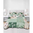 thumbnail image 2 of Twin XL Quilt Bedding Set, Boho Spring Floral Reversible Summer Quilt 3 Pieces, Retro Flowers Plants Patchwork Grid Green Lightweight Bedspreads Coverlets with 2 Pillow Shams for All Seasons, 2 of 5