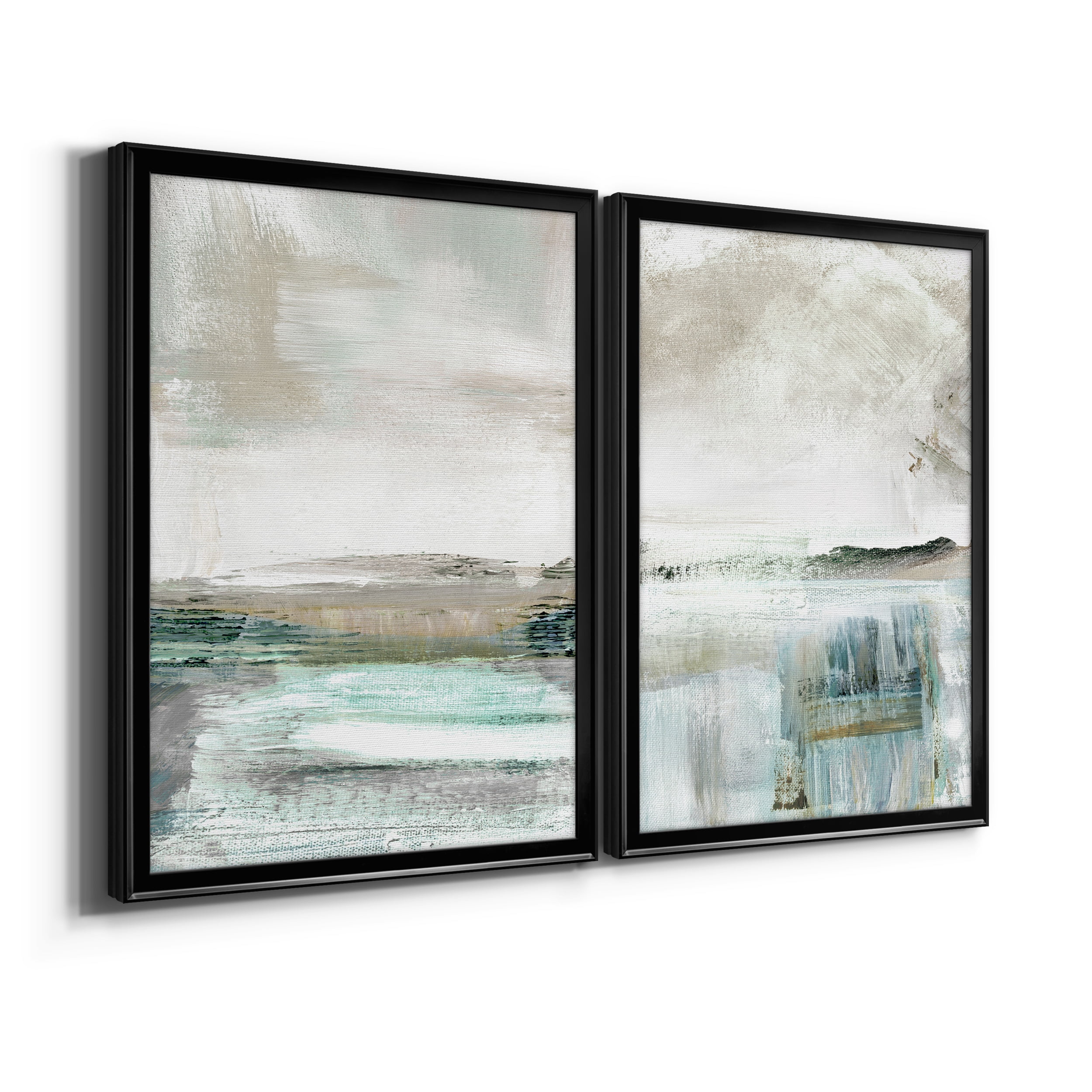 2 Piece Set Summer Teal I Premium Framed Canvas - Ready to Hang - 26.5 x 36.5 Each - Black Frame