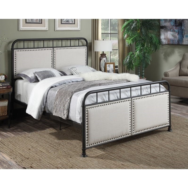 Pulaski AllNOne Queen Upholstered Metal Bed in Black Walmart Canada