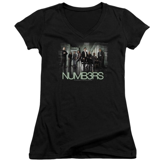 Numb3Rs Numbers Cast Junior Women's V-Neck T-Shirt Black