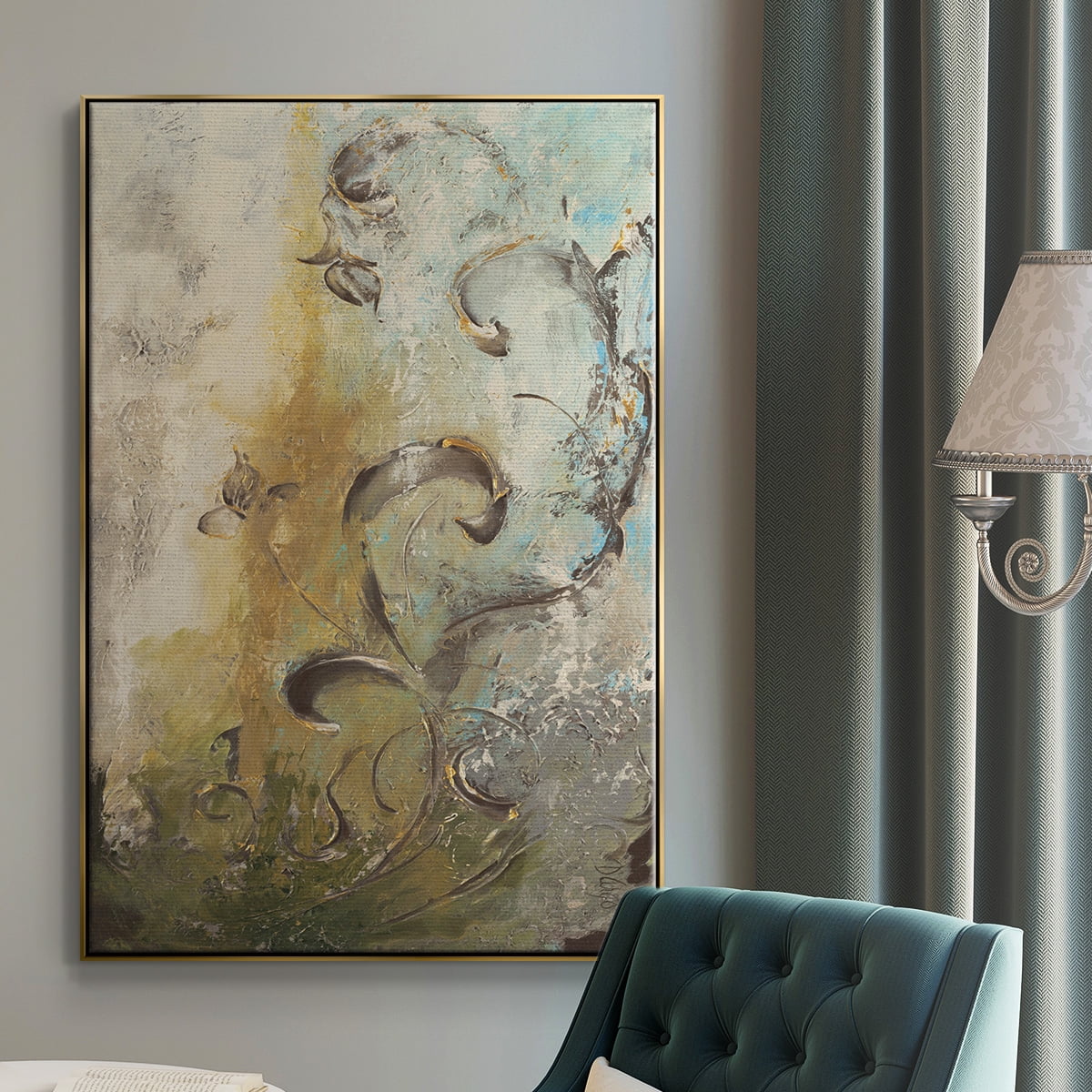 Enchanted Garden I Framed Premium Gallery Wrapped Canvas - Ready to Hang - 17 x 25 - Gold Floating Frame