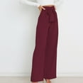 thumbnail image 6 of CZHJS Women's Solid Color Pants Clearance 2024 Summer Trousers Comfy Long Palazzo Pants Baggy Slacks Light Weight Fit Elastic Waist Fashion Wide Leg Beach Trousers Wine XXL, 6 of 8