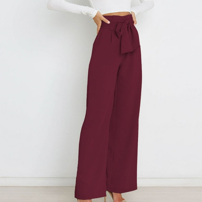 RYRJJ Straight Wide Leg Long Trousers with Tie Belt for RYRJJ Straight Wide Leg Long Trousers with Tie Belt for