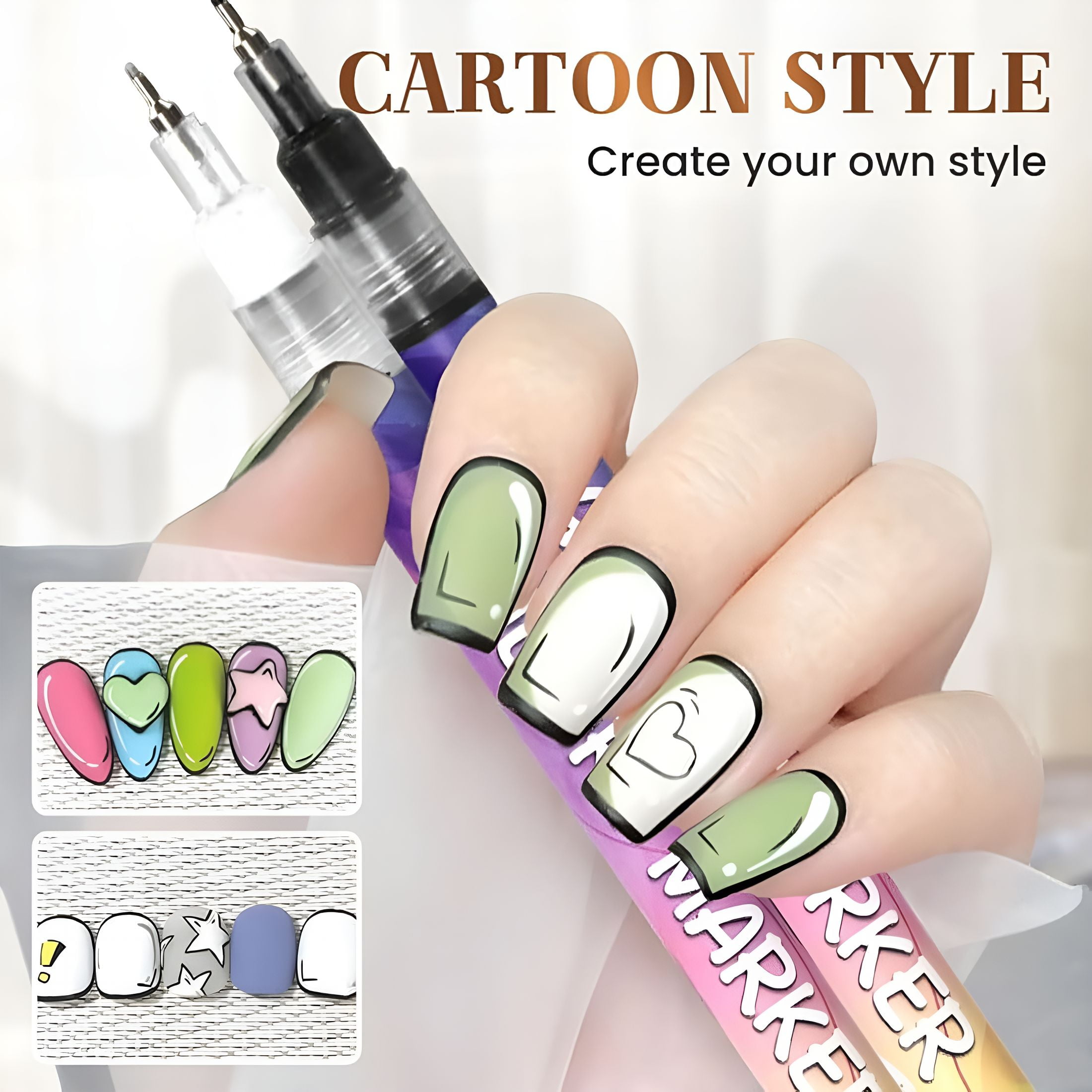RAGUPEL 12 Colors Nail Art Pens Set,Nail Art Markers for Gel Nails,Nail Point Graffiti Dotting Pen Drawing Painting Liner Brush for Dotting Drawing Painting Point Liner Diy(2 Pack)