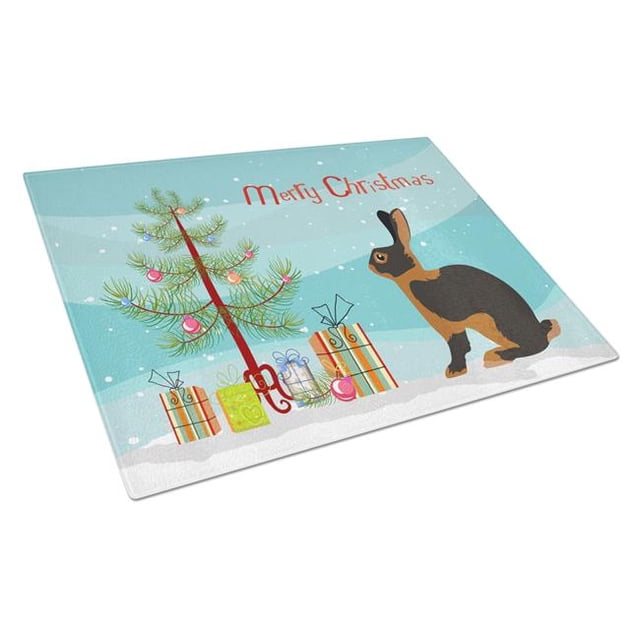 Carolines Treasures BB9330LCB Tan Rabbit Christmas Glass Cutting Board, Large