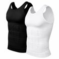 thumbnail image 2 of 2PC Compression Shirt, Compression Shirt, Mens Tank Tops, Slimming Body Shaper Vest, Sport Running Dry Fit Gym Shirt(Black and White), 2 of 7