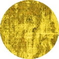 thumbnail image 1 of Ahgly Company Machine Washable Indoor Round Abstract Yellow Modern Area Rugs, 6' Round, 1 of 4