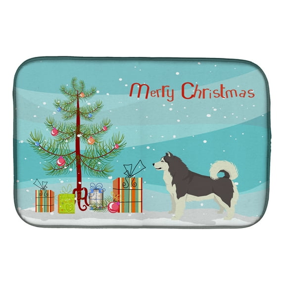 Alaskan Malamute Christmas Tree Dish Drying Mat
