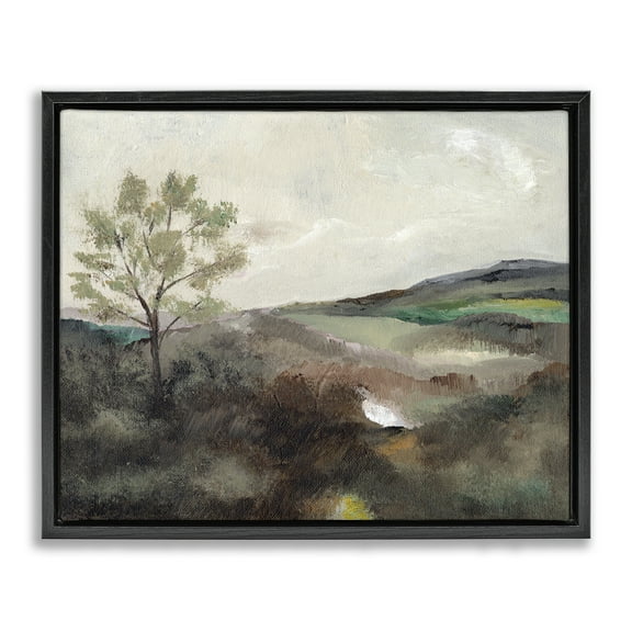 Stupell Industries Beige Toned Landscape Landscape & Nature Painting Black Floater Framed Canvas Art Print Wall Art, 21 x 17