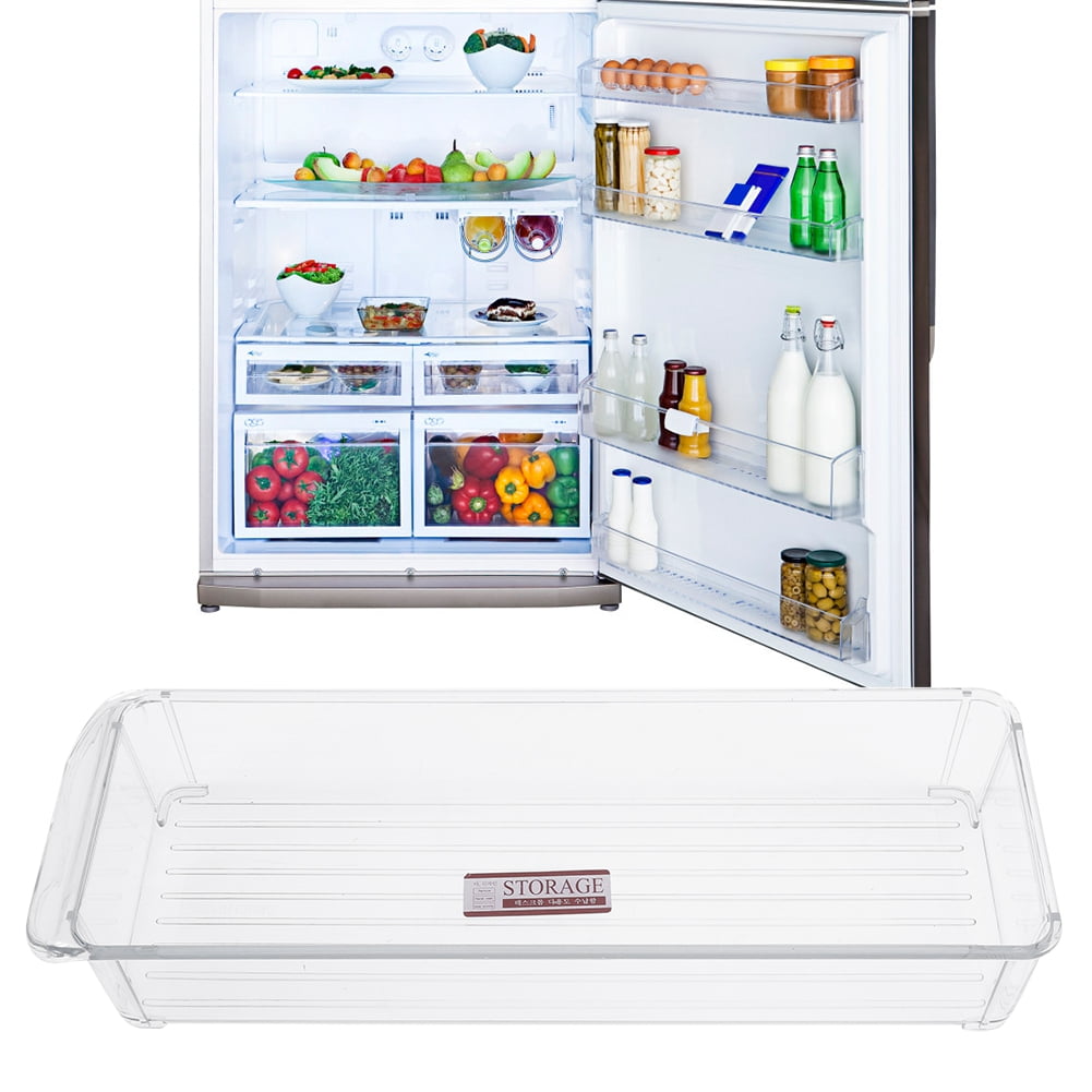 Tebru Cold Storage Rack, Kitchen Fridge Storage Box Slide Plastic