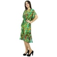 thumbnail image 3 of Bimba Womens Green Forest Print Rayon Caftan Beach Cover Up Sleep Wear Kaftan Dress, 3 of 7