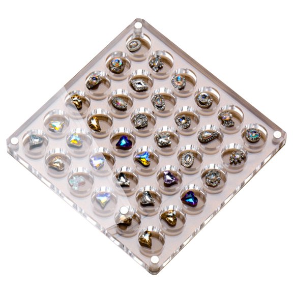 Washranp Nail Glitter Rhinestone Organizer Box,Clear Acrylic Nail Art Decoration Storage Container Tool for Earrings Jewelry Beads