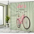 thumbnail image 5 of Ambesonne Vintage Shower Curtain, Retro Pop Art Bike, 69"Wx70"L, Green Pink, 5 of 5