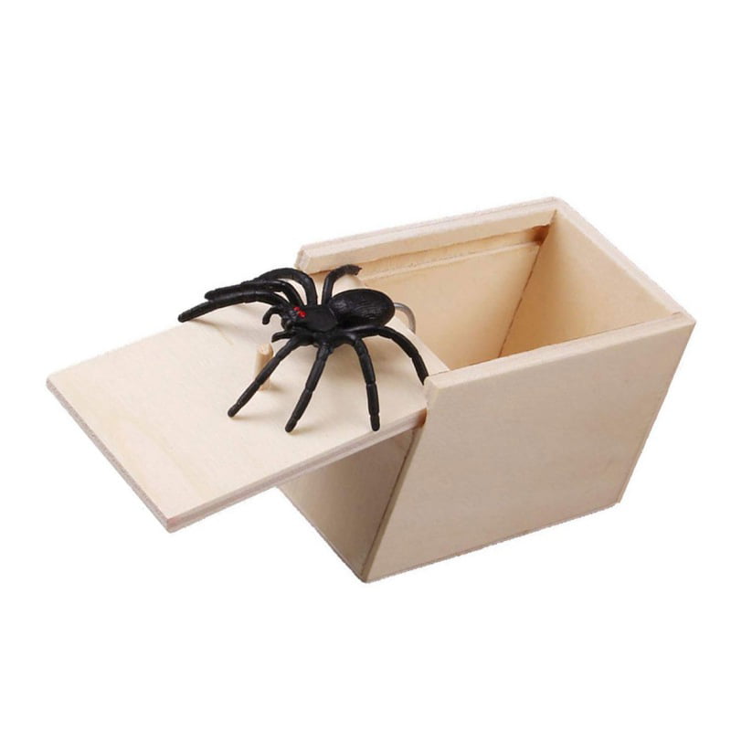 Wooden box Prank Funny Spider April Fool's Home Office Joke Gag Trick Play toy 