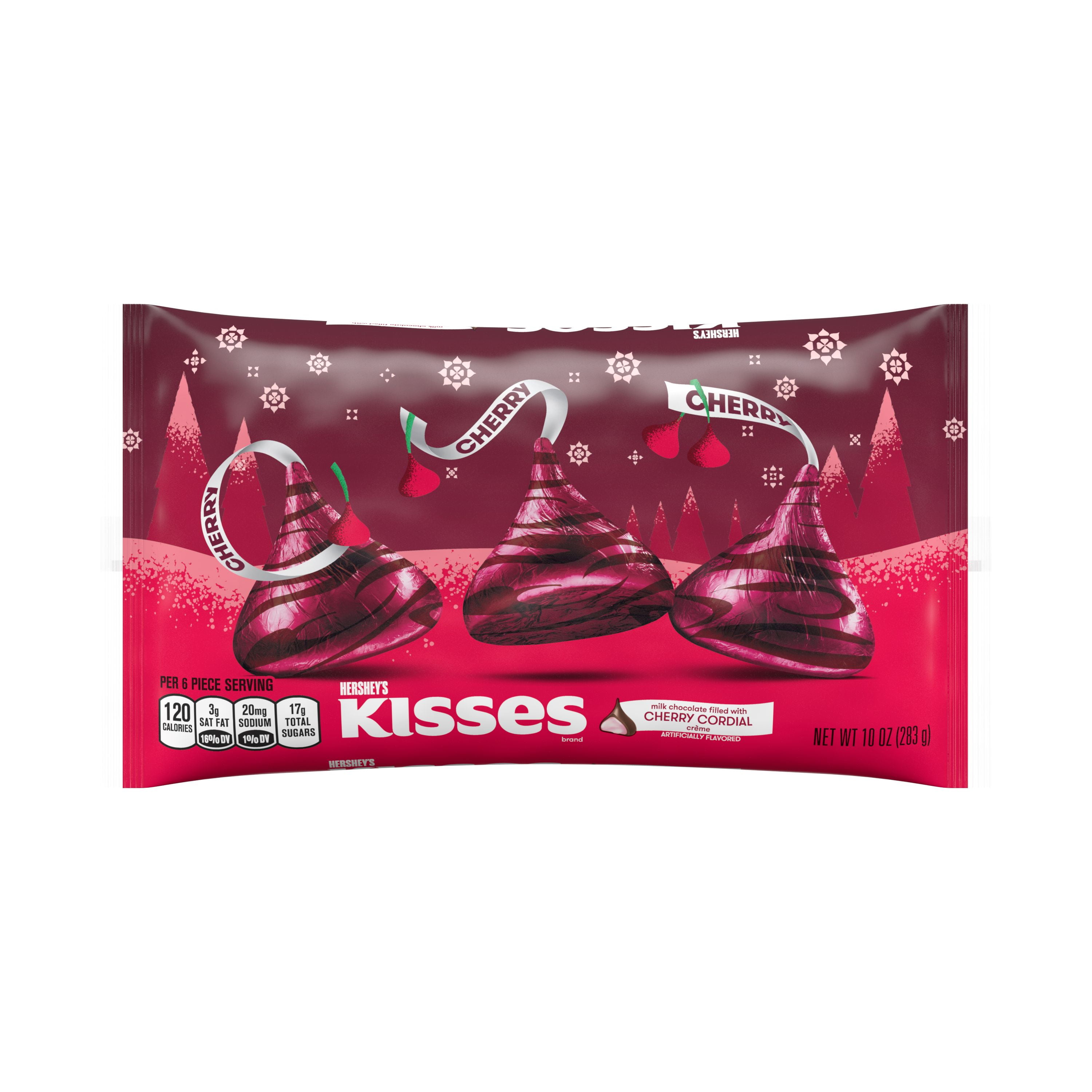 Hershey's Kisses Holiday Milk Chocolate Cherry Cordial Creme Filled Candy Bag, 10 Oz.