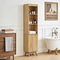 thumbnail image 5 of MIYZEAL 70" Tall Freestanding Bathroom Storage Cabinet with Adjustable Shelves, Arched Decor & Anti-Slip Feet, Natural Wood Space-Saving Organizer for Living Room, 5 of 11