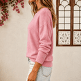 thumbnail image 4 of Women Crew Neck Drop Shoulder Oversized Solid Color Knit Sweater Long Sleeve Casual Fall Pullover 2XL, 4 of 6