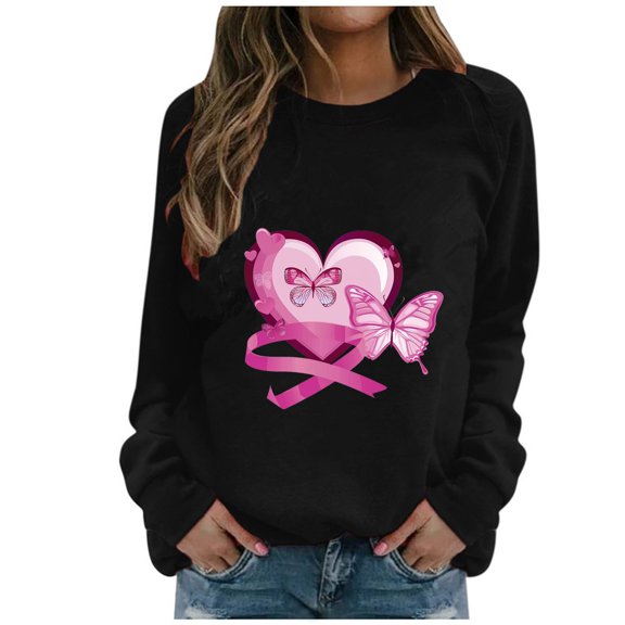 Nmnitkp Breast Cancer Awareness Sweatshirt Women In October We Wear Breast Cancer Print Breast Cancer Survivor Sweatshirt