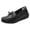 Black, variant on Modisza Women's Leather Loafers Slip on Wedge Shoes for Work Shopping Ladies Summer Comfortabel Walking Loafer Black Size 5.5