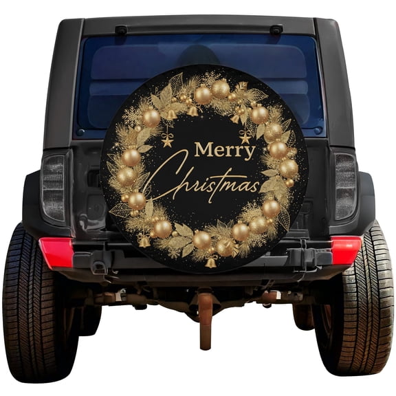 Lotusprinthandmade Elegant Merry Christmas Spare Tire Cover Without Backup Camera Hole