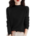 thumbnail image 2 of Mock Neck Sweater Basic Sweater Tops Merino Wool Seamless Sweater Soft Warm Cozy Collared Ribbed Knit Solid Color Classic Turtleneck Sweater Knitted Pullover Cropped Sweater Black 3XL, 2 of 4