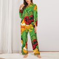 thumbnail image 3 of Bingfone Womens Pajama Sets Cool Dinosaur Playing Guitar Print,Long Sleeve Loungewear Pajamas Set-Small, 3 of 9