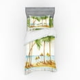 thumbnail image 1 of Ambesonne Tropical Bedding Set 3 Pcs, Sandy Beach and Palm Trees, Twin, Pale Brown Fern Green, 1 of 3