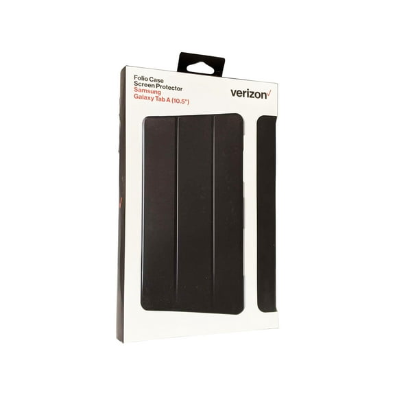 Verizon Folio Case & Tempered Glass Bundle for Galaxy Tab A (10.5 inch) - Black