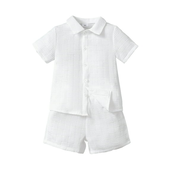 4T Baby Boys Outfits 4T Boys 2PCS Summer Short Sets Toddler Boys Short Sleeve Solid Color Top Shorts Set White