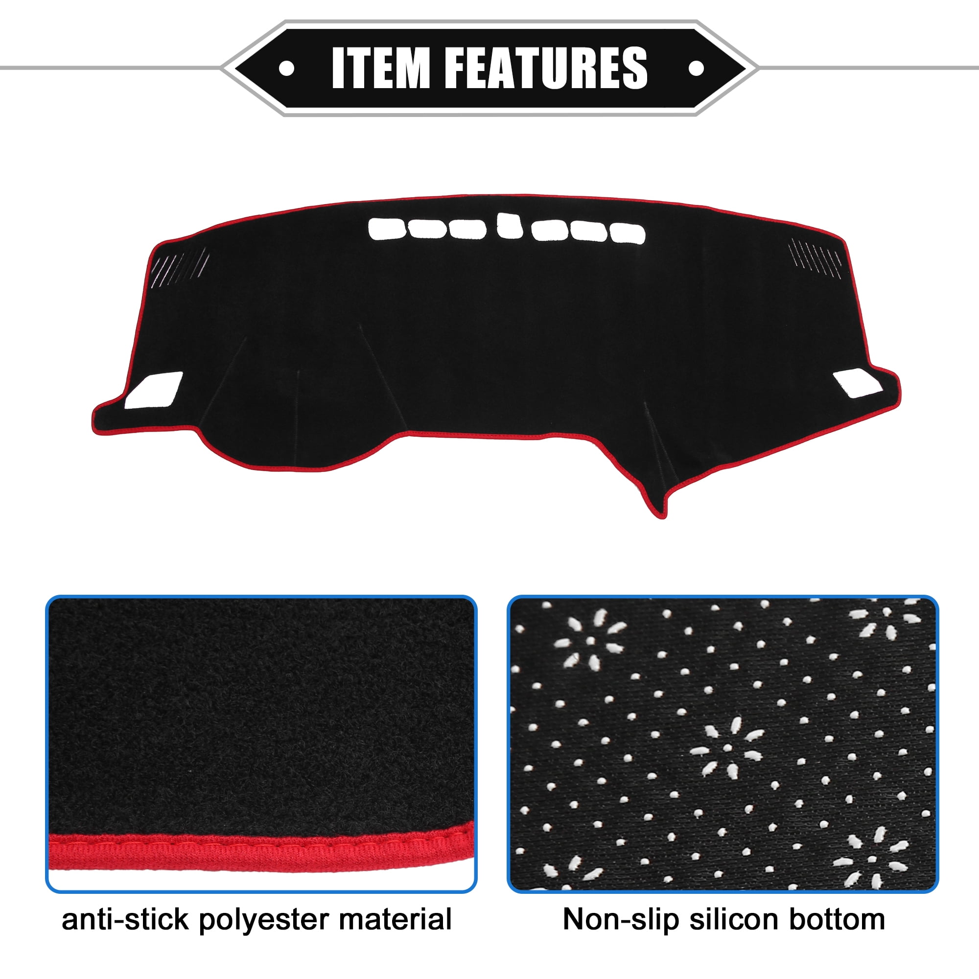 Unique Bargains Dashboard Cover for Hyundai Sonata 2015-2019 Non-slip Polyester Red