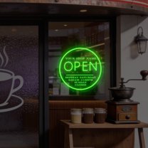 UPONRAY Circular Open Custom Neon Signs, Usb Powered with Adjustable Brightness Wall Decor for Gifts, Green, 14 inch