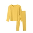 thumbnail image 2 of GiLiling Kids Boys Girls Fleece Lined Thermal Underwear Set Thick Casual Homewear for Autumn and Winter Comfort (Yellow, 12-18 Months), 2 of 5