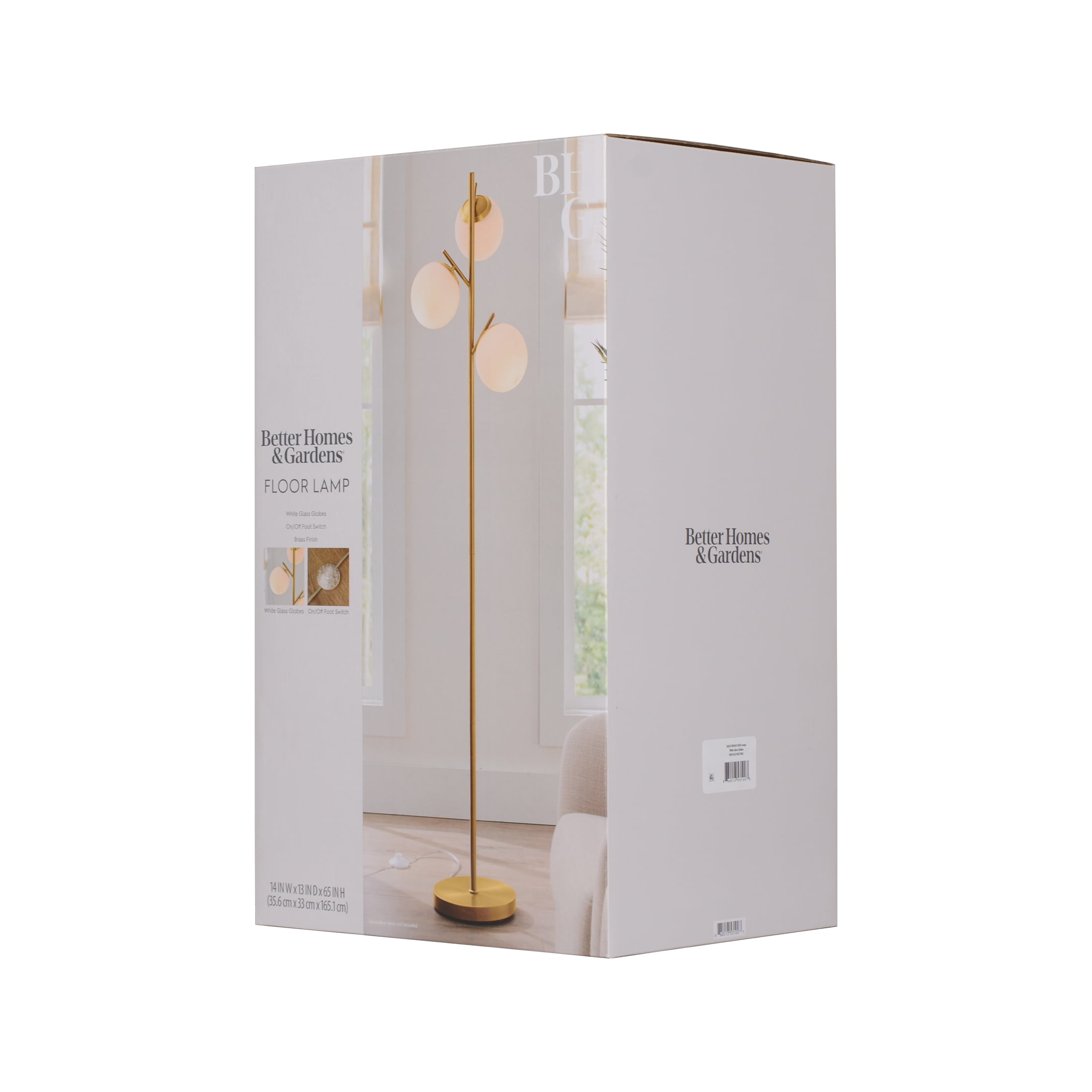 Better Homes & Gardens 3-Globe Floor Lamp Modern Freestanding Lamp Living Room w/Foot Switch