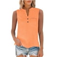thumbnail image 6 of Hfnxid Women’s Cotton Linen Tank Tops Sleeveless Henley Shirt Button V Neck Trendy T-Shirts Casual Summer Loose Fit Blouses., 6 of 10