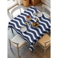thumbnail image 6 of Navy Blue Moire Table Cloth, Water Ripple Stripe Farmhouse Waterproof Tablecloth for Square Tables, Reusable Washable Fabric Table Cover for Restaurant Kitchen Dining Tables 60"x60", 6 of 6