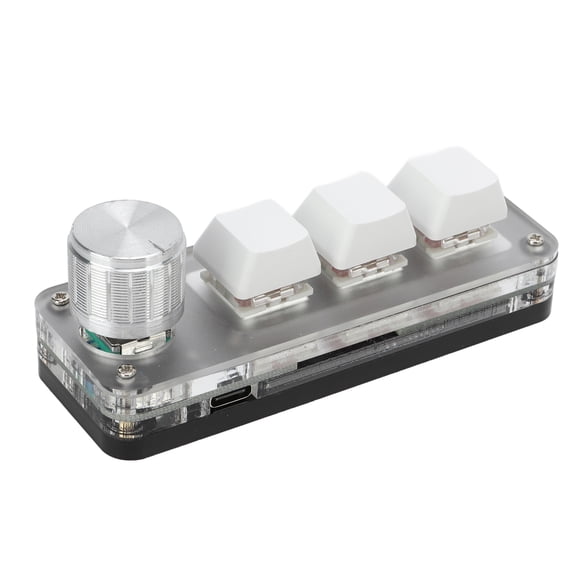Mini 3 Key Keypad Mechanical White Gaming Keyboard Programmable One Handed for Office Games Music Industrial Control