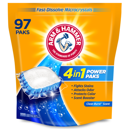Arm & Hammer 4-in-1 Laundry Detergent Power Paks, 97 Count (Packaging may vary)