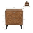 thumbnail image 3 of FOROUTIA Mid-Century Nightstand with 2 Drawers,Wooden Finish Bedside Table,Brown, 3 of 6