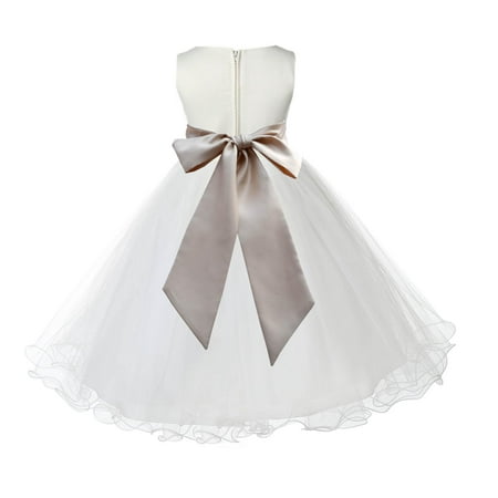 - Ekidsbridal Wedding Pageant Ivory Flower Girl Dress Tulle Rattail Edge Toddler Junior Bridesmaid Recital Easter Holiday First Communion Birthday Girls Clothing Baptism Graduation Champagne 829S 2